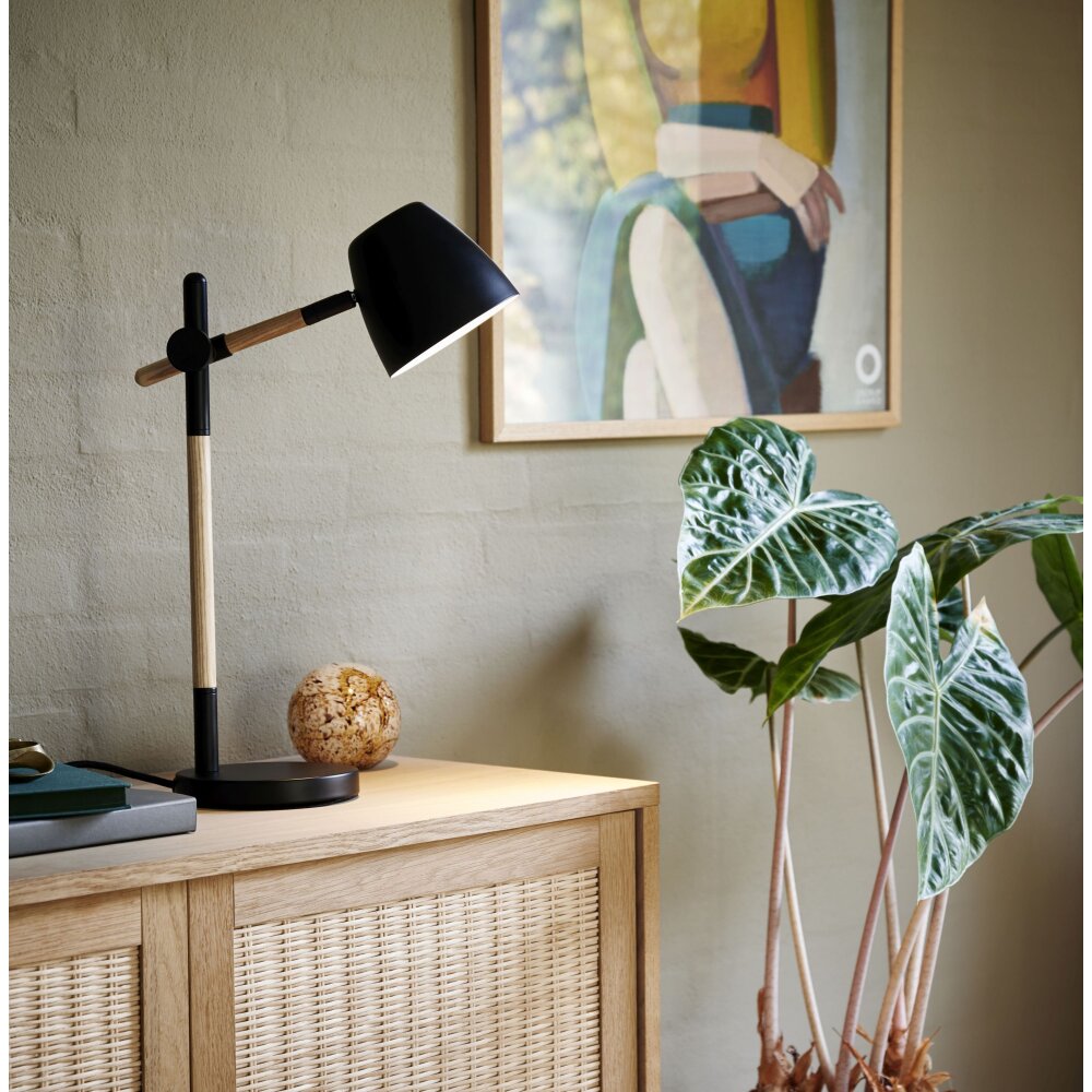 Nordlux THEO Tafellamp Hout licht, Zwart, 1-licht main product photo