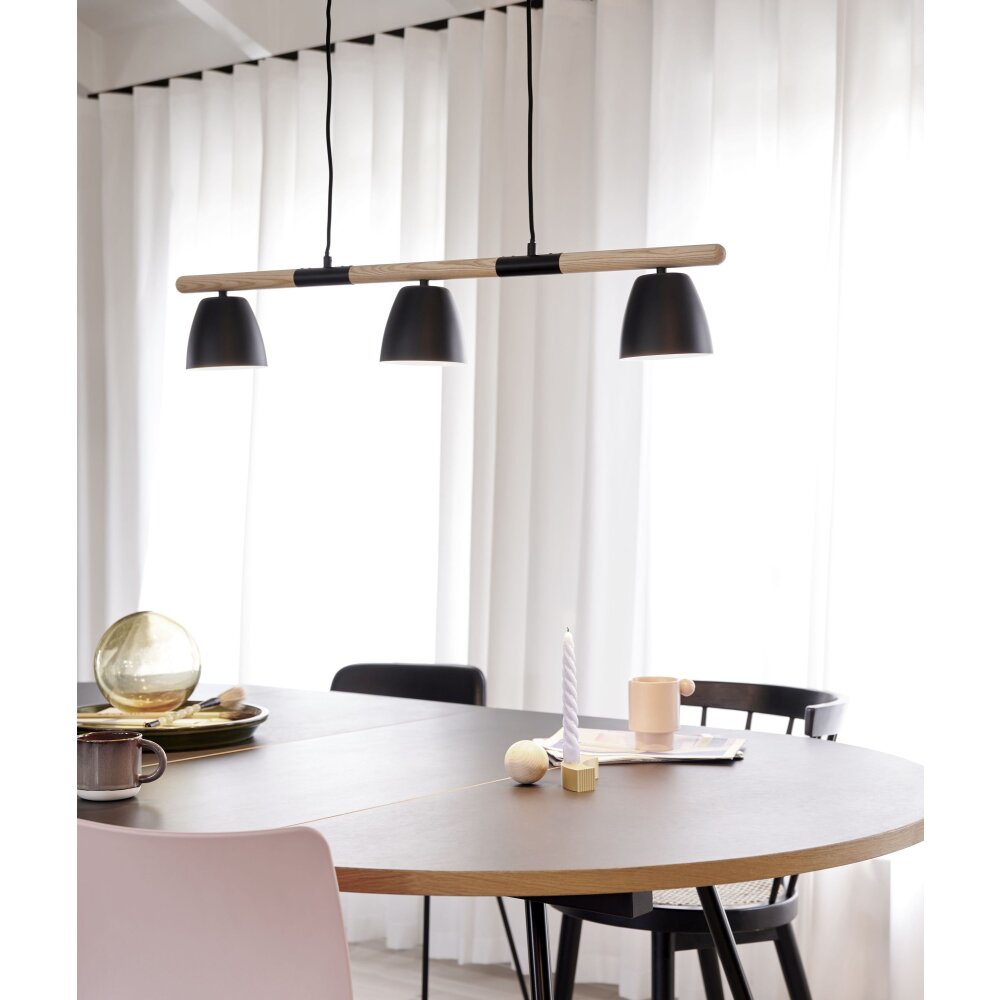 Nordlux THEO Hanglamp Hout licht, Zwart, 3-lichts main product photo