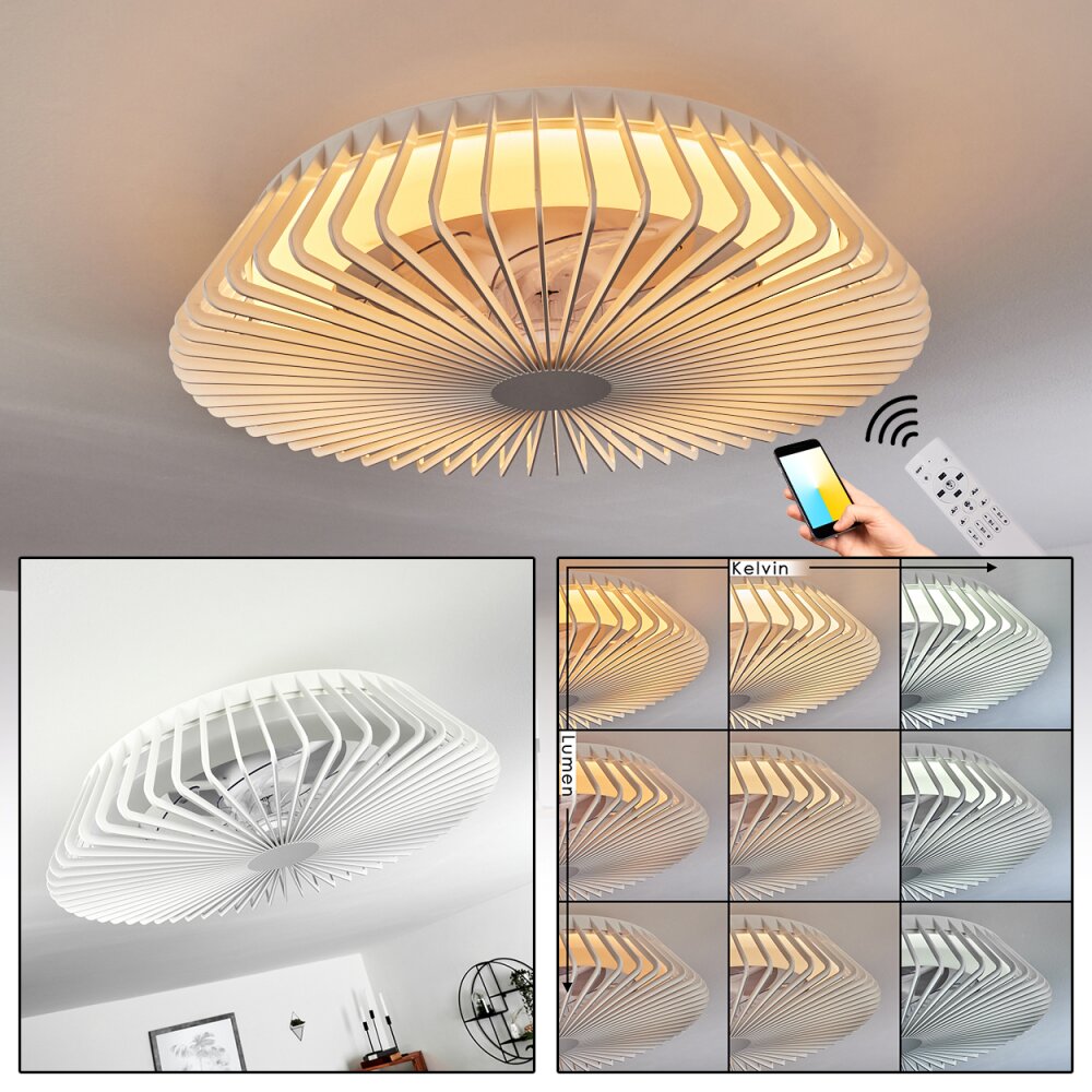 Rivarotta plafondventilator LED Wit, 1-licht, Afstandsbediening main product photo