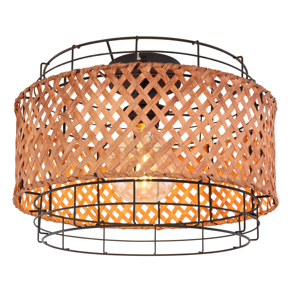 Globo GINA Plafondlamp Hout donker, Zwart, 1-licht main product photo