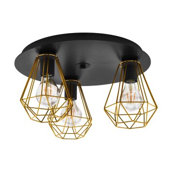 Eglo TARBES Plafondlamp Messing, Zwart, 3-lichts