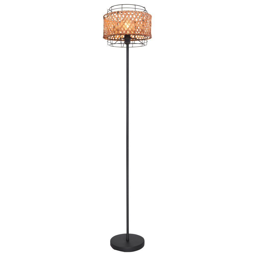 Globo GINA Staande lamp Hout donker, Zwart, 1-licht main product photo