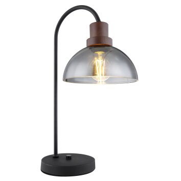 Globo SALSA Tafellamp Hout donker, Zwart, 1-licht