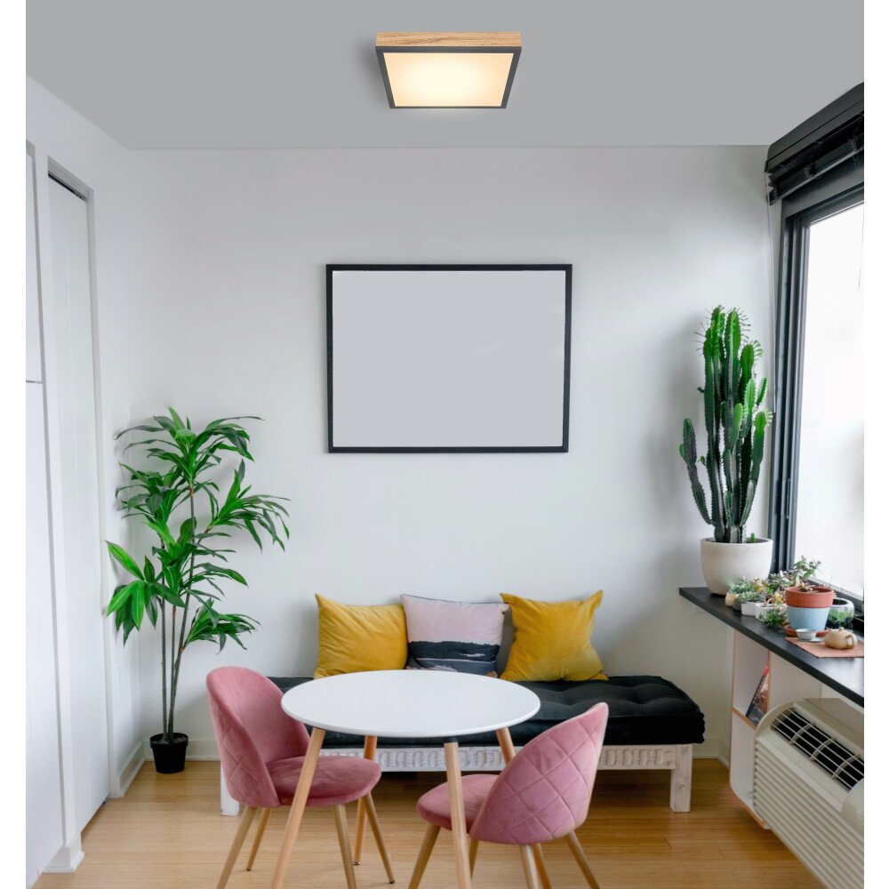 Globo DORO Plafondpaneel LED houtlook, Zwart, 1-licht main product photo