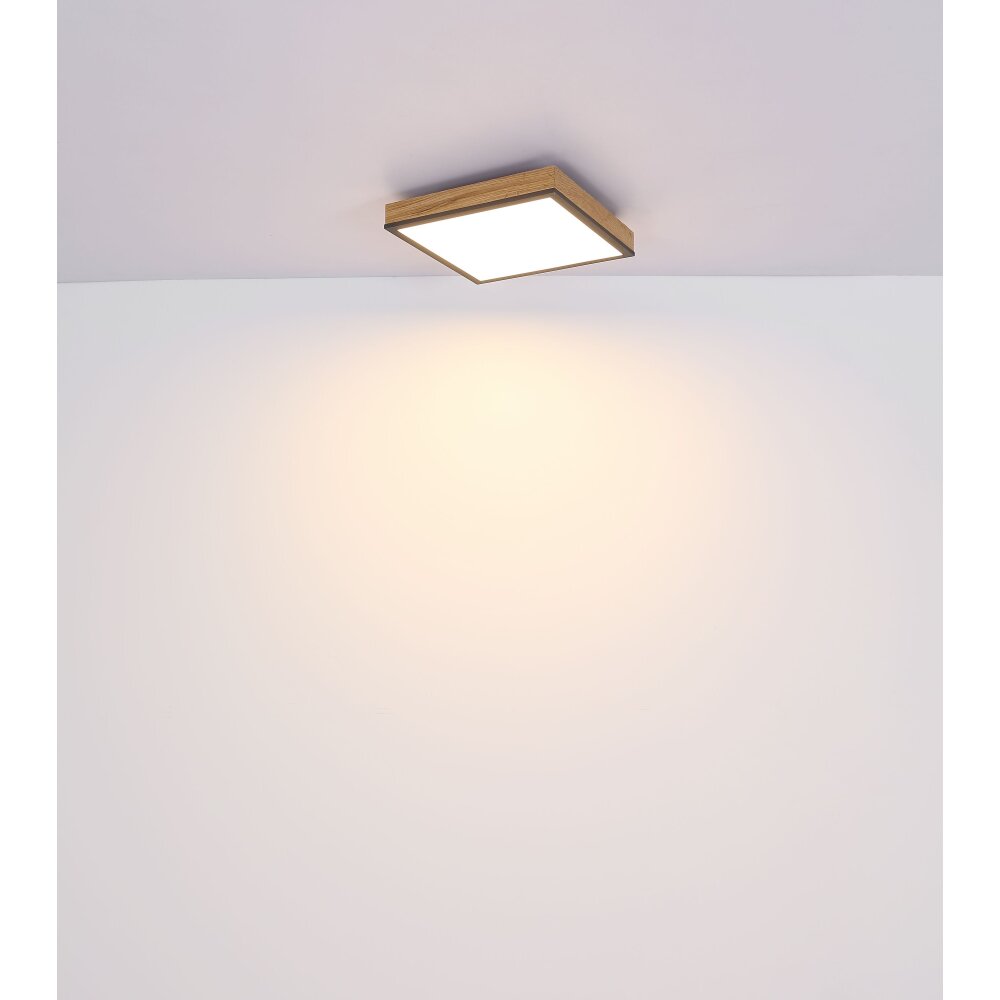 Globo DORO Plafondpaneel LED houtlook, Zwart, 1-licht