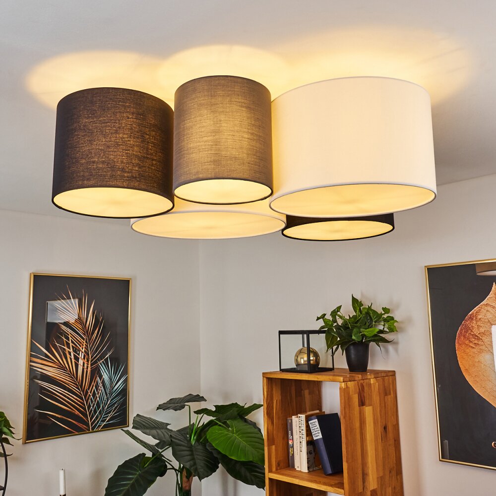 Trisett Plafondlamp Grijs, Zwart, Wit, 5-lichts main product photo