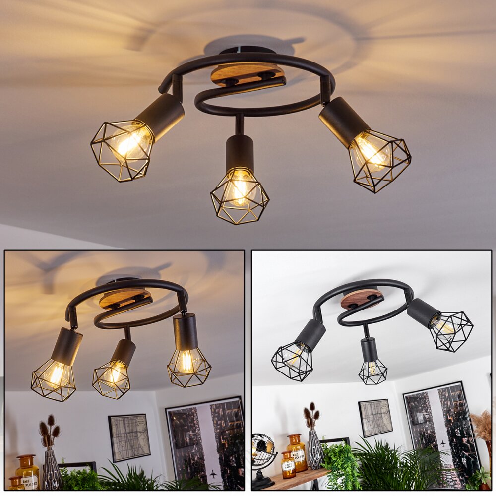 Baripada Plafondlamp Bruin, Zwart, 3-lichts main product photo