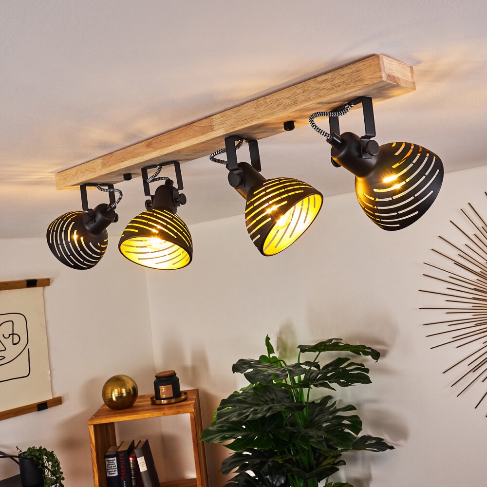 Osina Plafondlamp Bruin, Zwart, 4-lichts