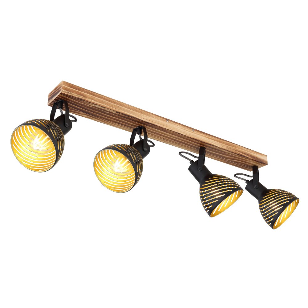 Globo LENNA Plafondlamp Hout donker, Zwart, 4-lichts main product photo