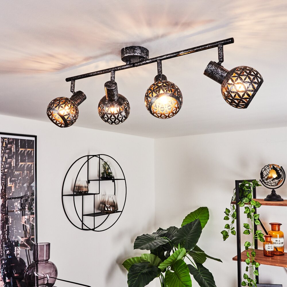 Stavik Plafondlamp Zwart, Zilver, 4-lichts main product photo