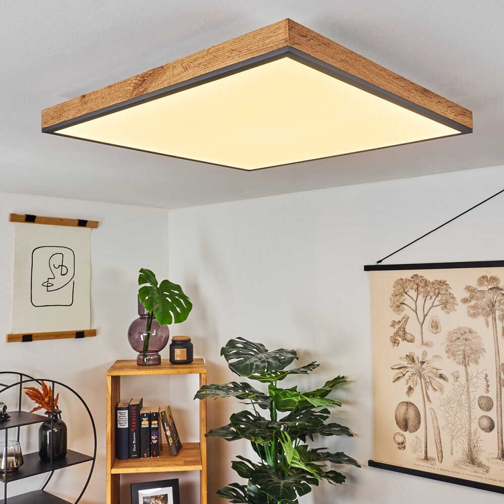 Salmi Plafondpaneel LED houtlook, Zwart, Wit, 1-licht main product photo