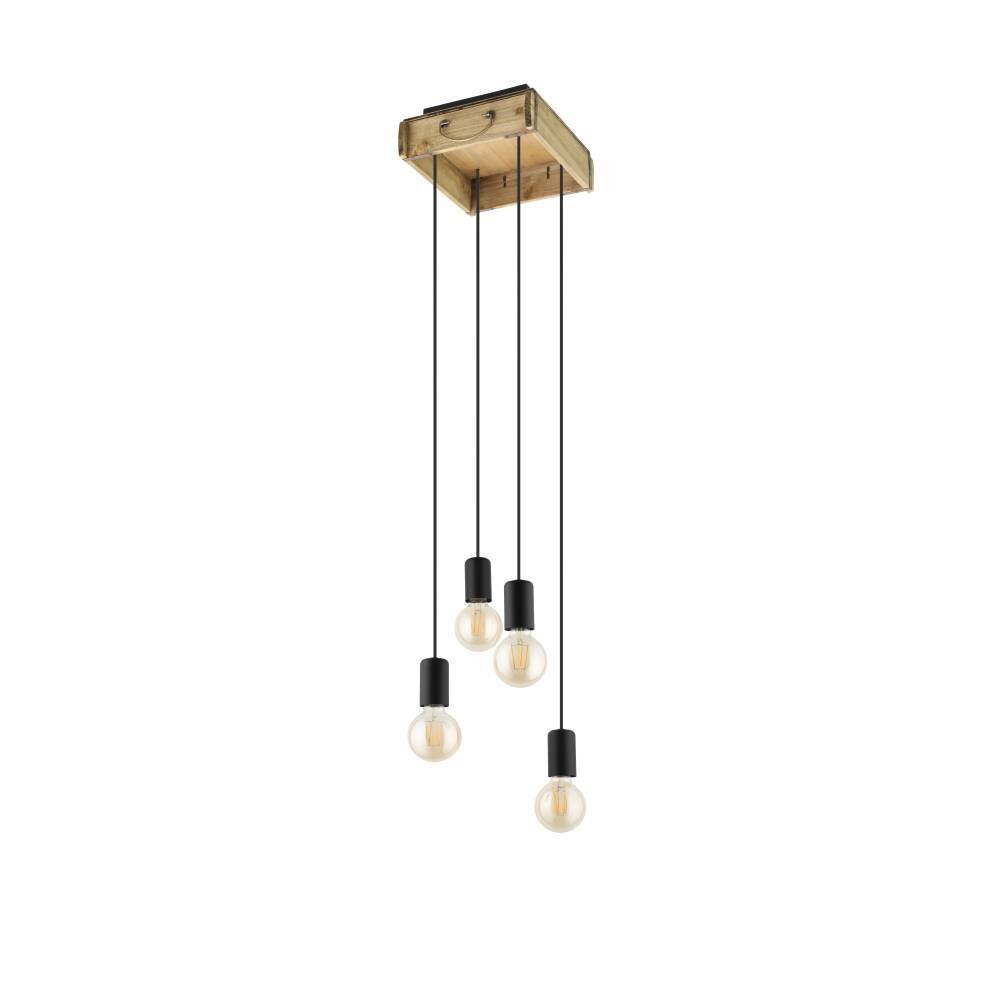 Eglo-Leuchten WOOTTON Hanglamp Bruin, Zwart, 4-lichts main product photo