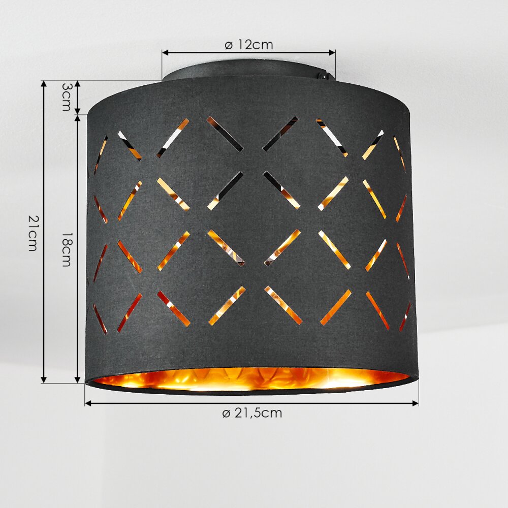 Tallaboa Plafondlamp Zwart, 1-licht
