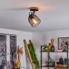 Hakvaag Plafondlamp Hout donker, Zwart, 1-licht