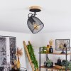 Hakvaag Plafondlamp Hout donker, Zwart, 1-licht