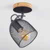 Hakvaag Plafondlamp Hout donker, Zwart, 1-licht
