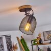 Hakvaag Plafondlamp Hout donker, Zwart, 1-licht