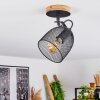 Hakvaag Plafondlamp Hout donker, Zwart, 1-licht