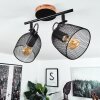 Hakvaag Plafondlamp Hout donker, Zwart, 2-lichts