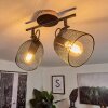 Hakvaag Plafondlamp Hout donker, Zwart, 2-lichts