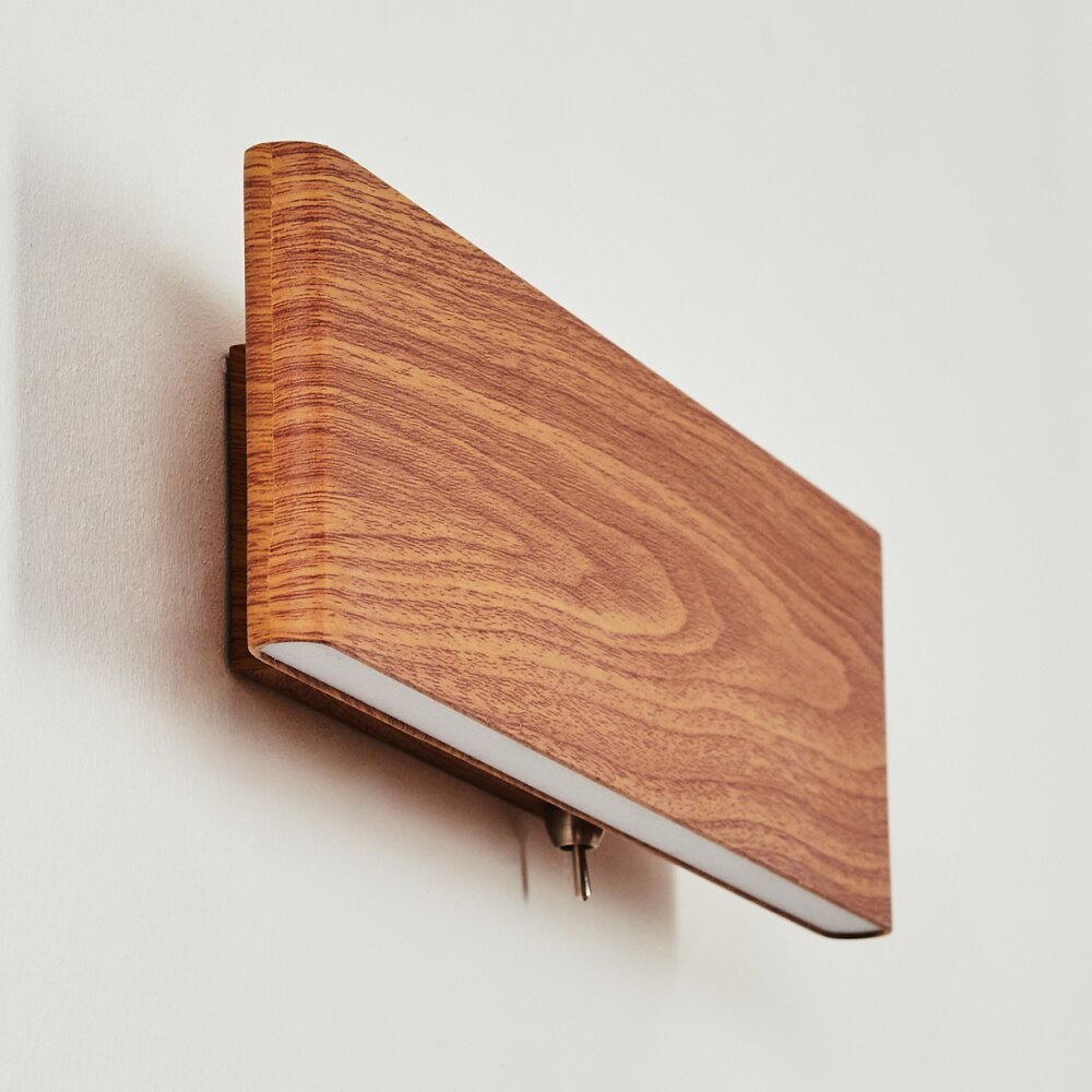 Mosambik Muurlamp LED Bruin, Hout donker, Nikkel mat, 1-licht