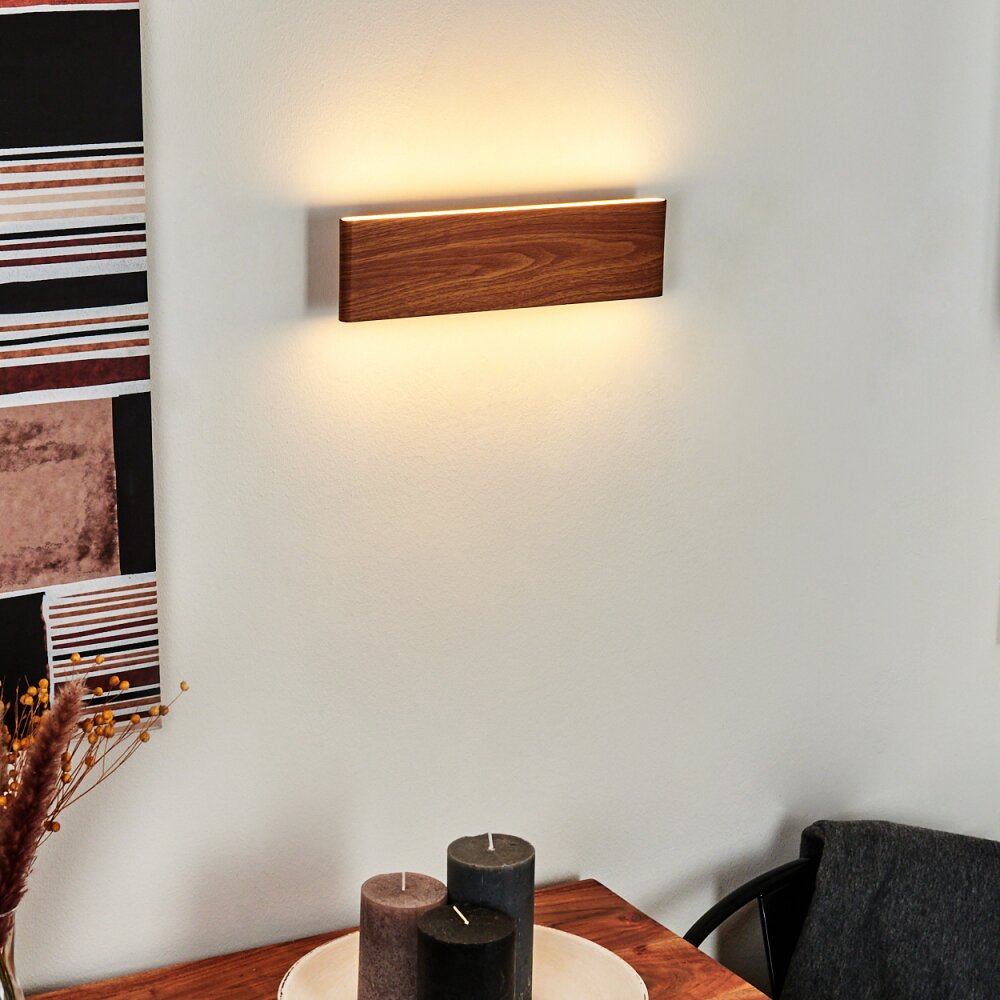 Mosambik Muurlamp LED Bruin, Hout donker, Nikkel mat, 1-licht