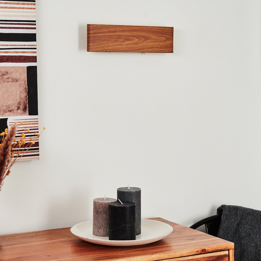Mosambik Muurlamp LED Bruin, Hout donker, Nikkel mat, 1-licht