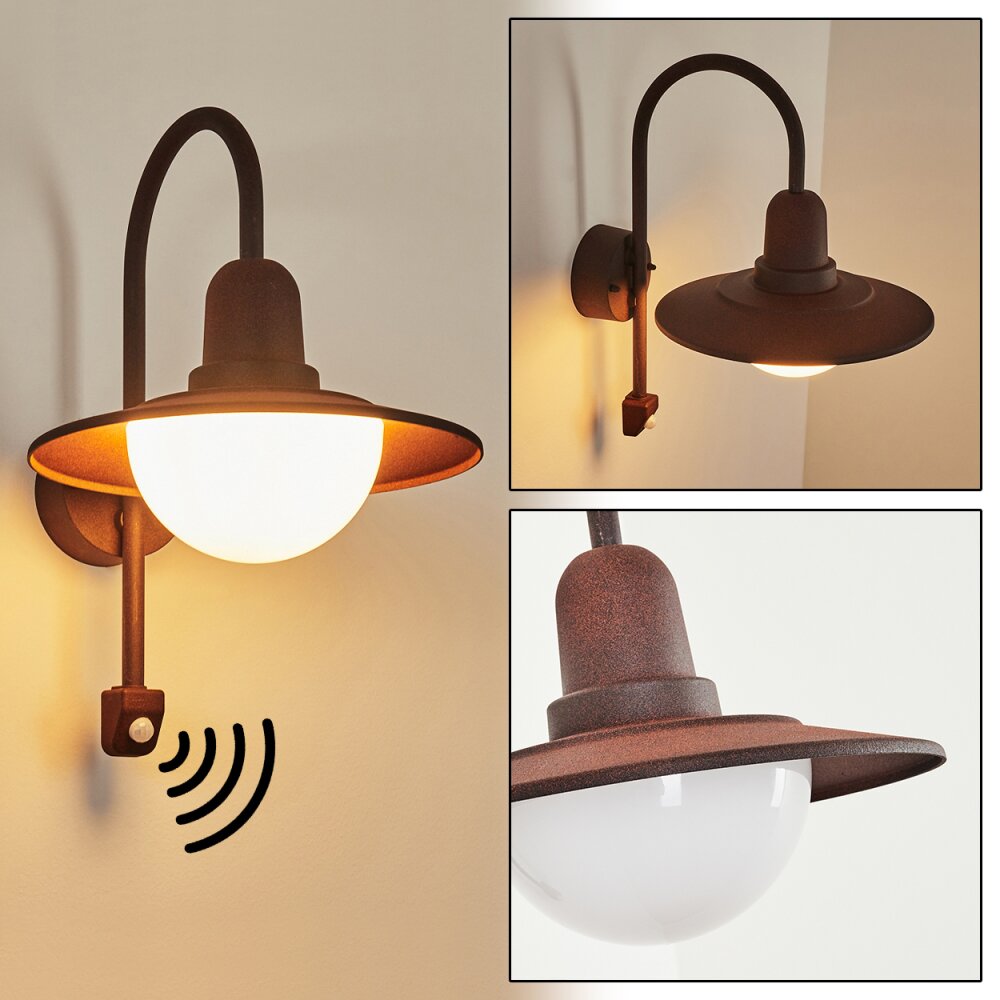 Pohei Buiten muurverlichting Roest, 1-licht, Bewegingsmelder main product photo