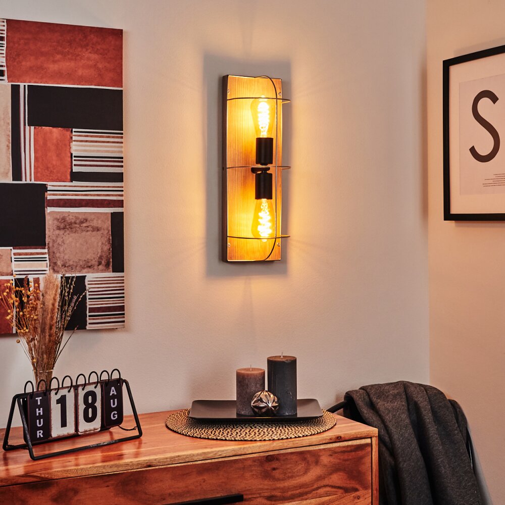 Hodne Muurlamp Grijs, Natuurlijke kleuren, Zwart, 2-lichts main product photo