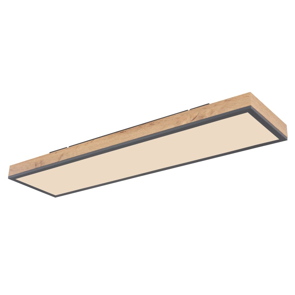 Globo DORO Plafondpaneel LED houtlook, Zwart, 1-licht, Afstandsbediening main product photo