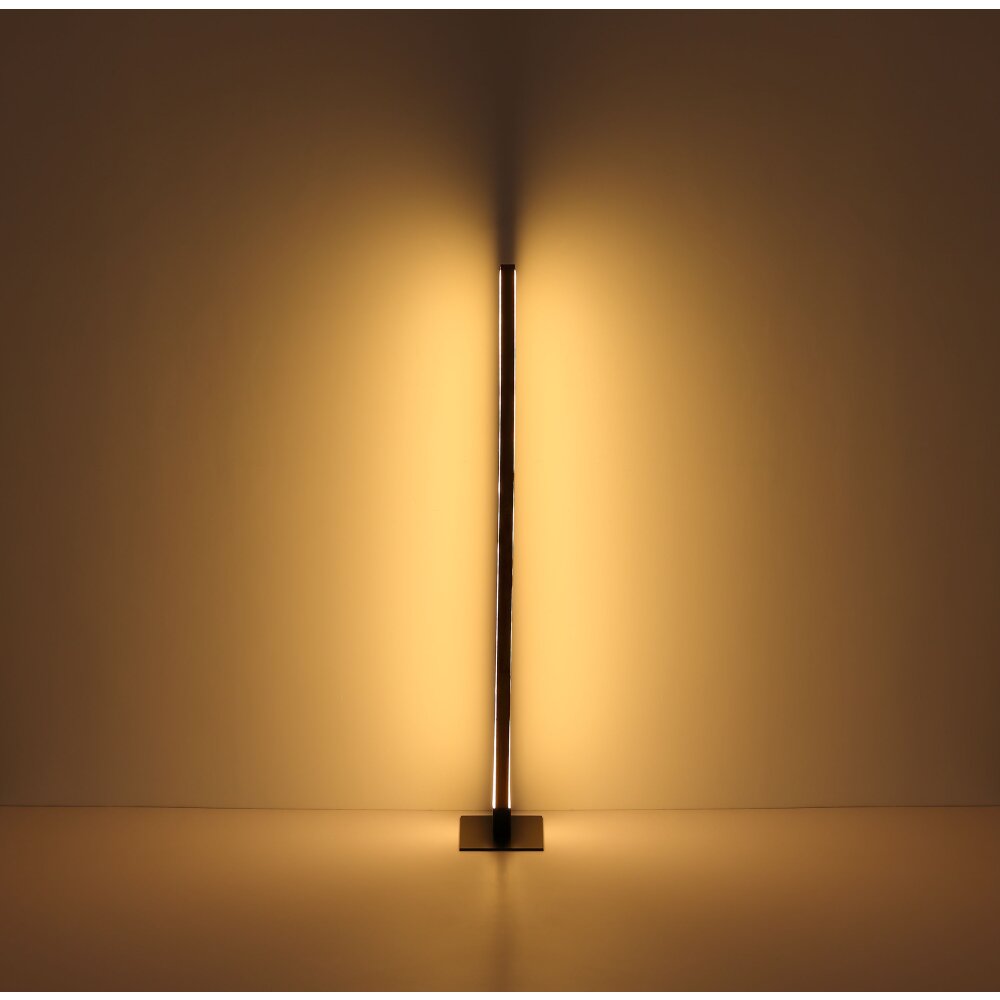 Globo DORO Staande lamp LED houtlook, Zwart, 1-licht