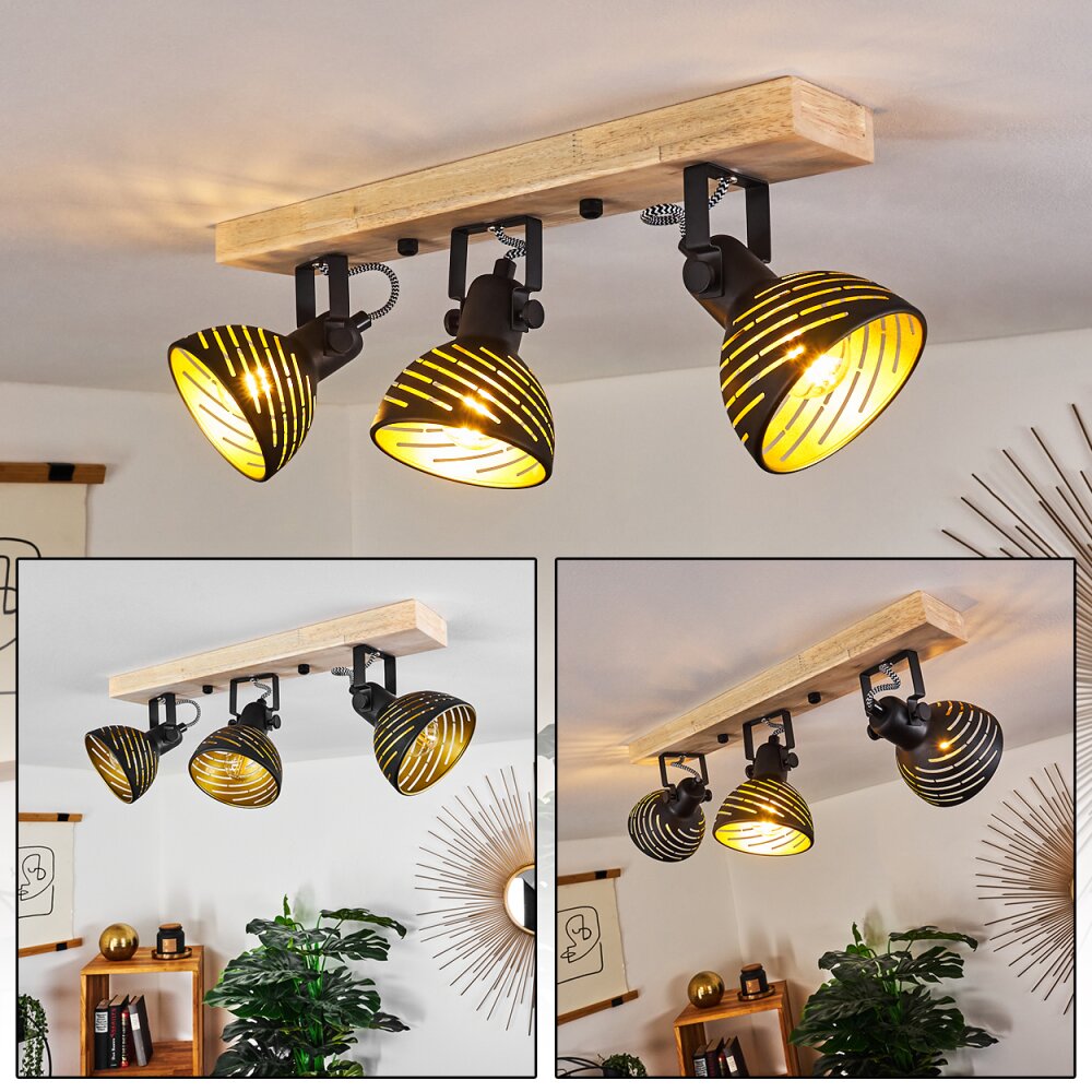 Osina Plafondlamp Bruin, Zwart, 3-lichts main product photo