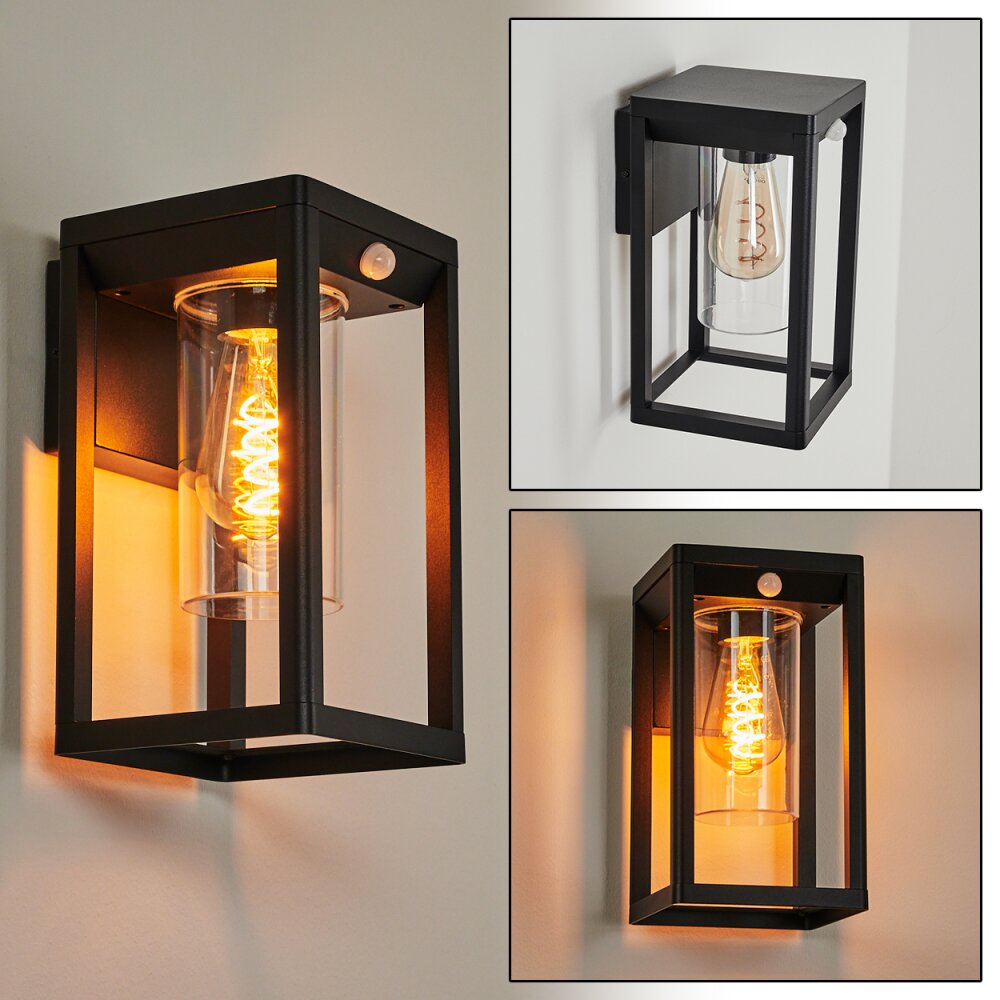 Leset Buiten muurverlichting Zwart, 1-licht, Bewegingsmelder main product photo