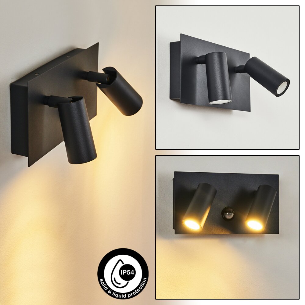 Saeter Buiten muurverlichting LED Zwart, 2-lichts, Bewegingsmelder main product photo
