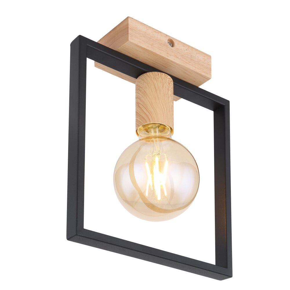 Globo DANIEL Plafondlamp Hout licht, Zwart, 1-licht main product photo