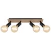 Globo MARTHA Plafondlamp Hout licht, Zwart, 4-lichts