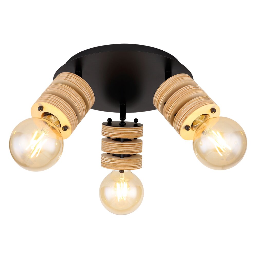 Globo ANGELINE Plafondlamp Zwart, 3-lichts main product photo