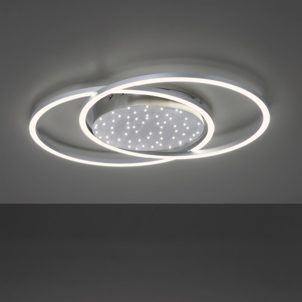 Paul-Neuhaus YUKI Plafondlamp LED Staal geborsteld, 3-lichts, Afstandsbediening