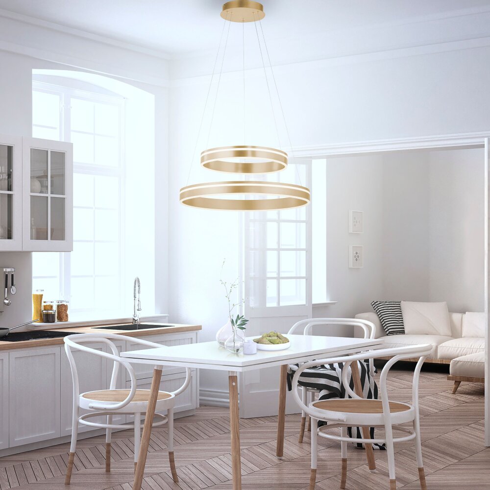 Paul-Neuhaus Q-VITO Hanglamp LED Messing, 2-lichts, Afstandsbediening main product photo