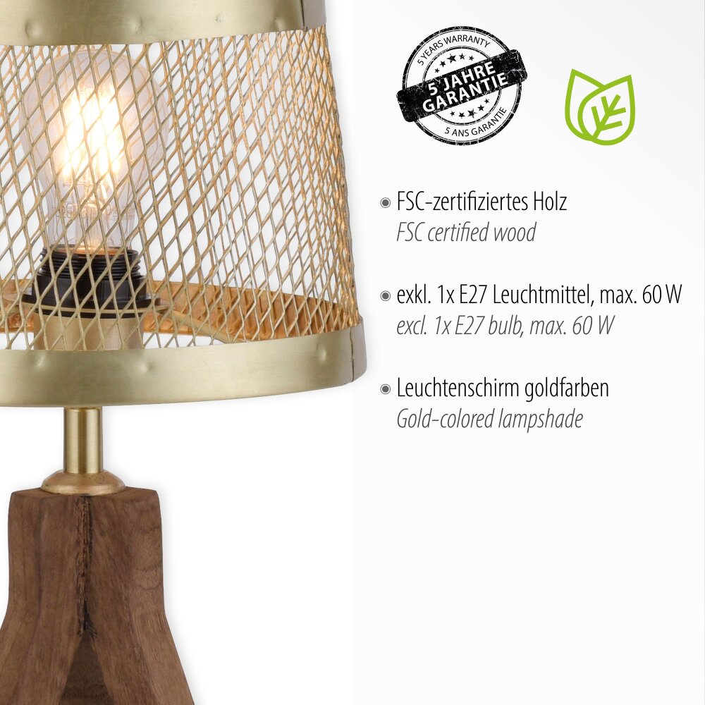 Leuchten-Direkt FREDERIK Staande lamp Hout donker, 1-licht