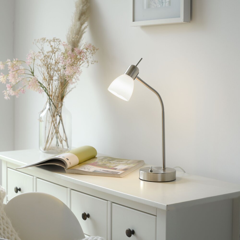 Leuchten-Direkt KARO Tafellamp Staal geborsteld, 1-licht main product photo