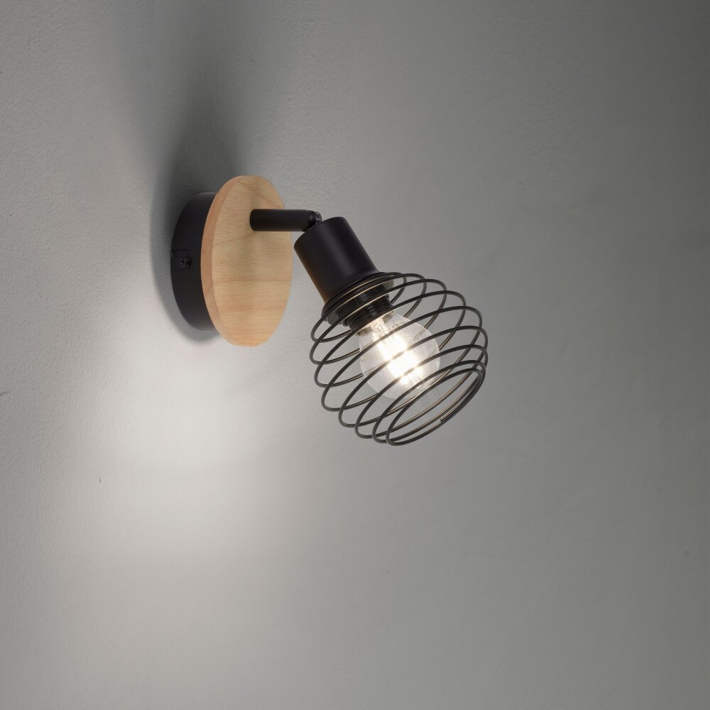 Leuchten-Direkt EUGEN Muurlamp Natuurlijke kleuren, Zwart, 1-licht main product photo
