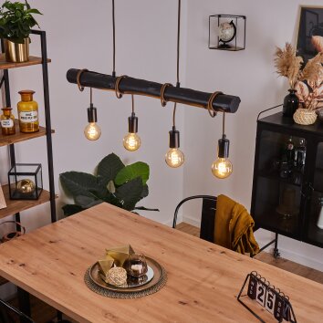 Larifano Hanglamp Bruin, Zwart, 4-lichts Larifano Hanglamp Bruin, Zwart, 4-lichts