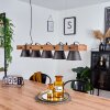 Aduard Hanglamp Hout donker, Zwart, 5-lichts