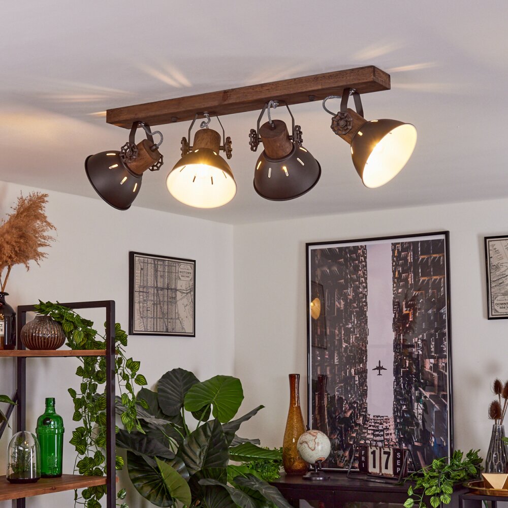 Orny Plafondlamp Hout donker, 4-lichts main product photo