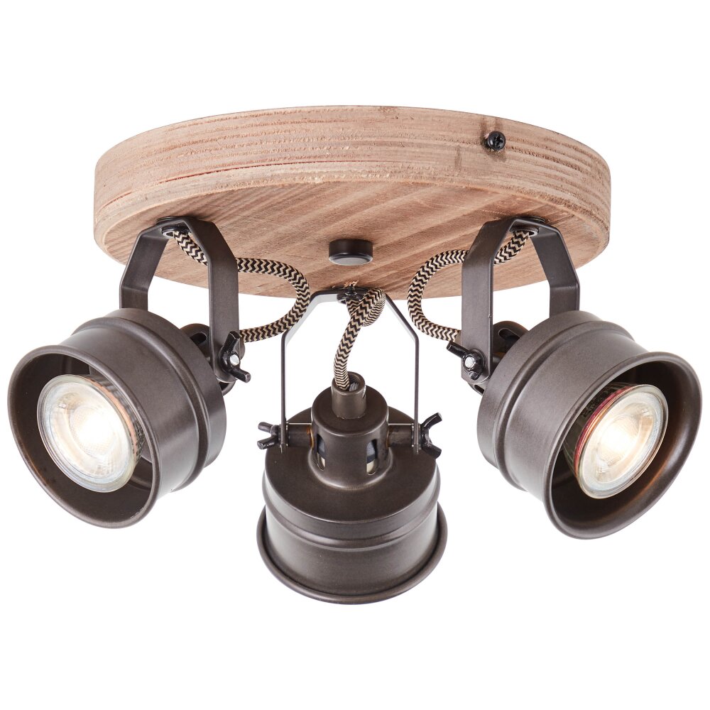Brilliant-Leuchten Unity Plafondlamp Hout donker, Zwart, 3-lichts main product photo
