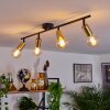 Maidfordo Plafondlamp Messing, Zwart, 4-lichts