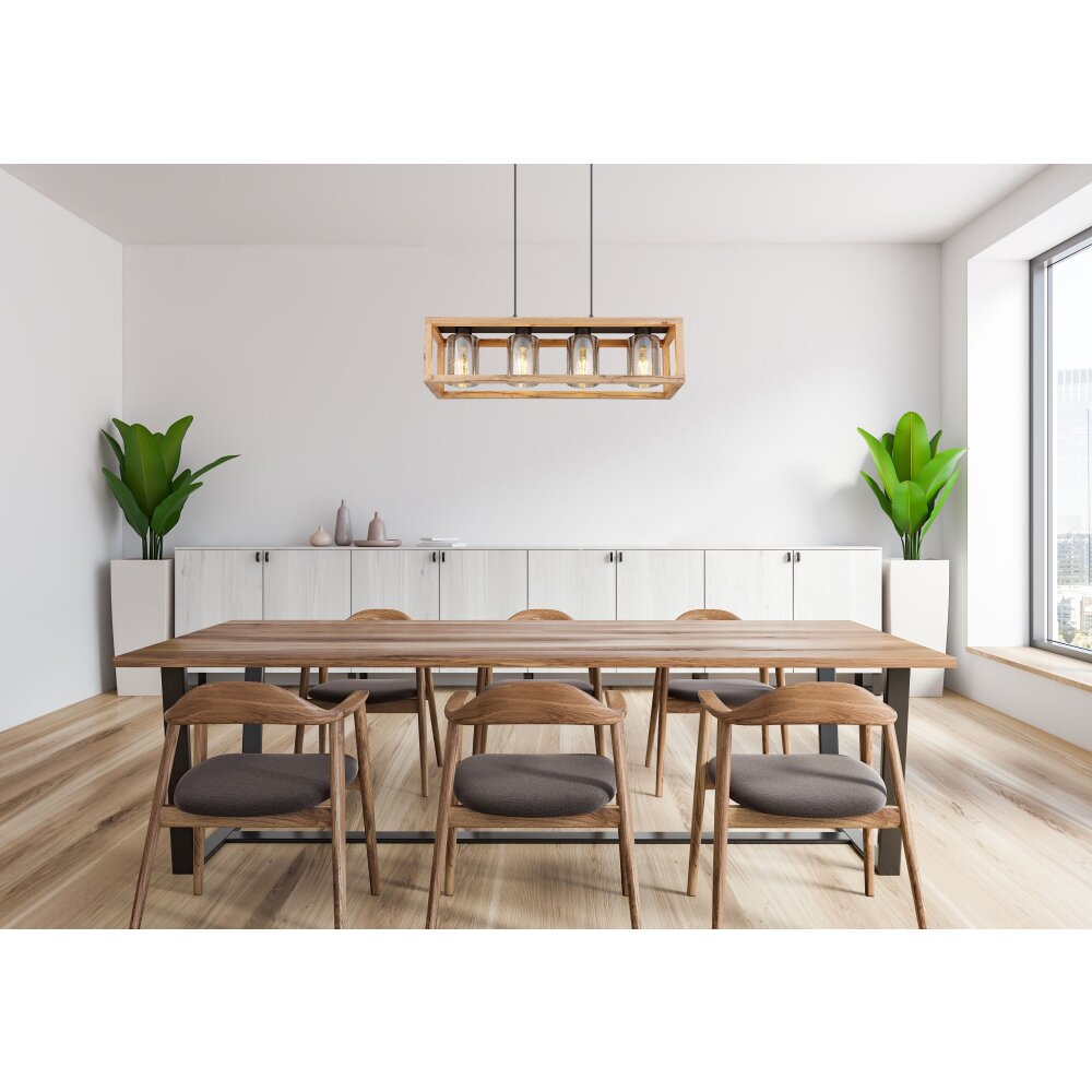 Globo PETTEY Hanger Hout donker, Zwart, 4-lichts main product photo