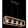 Globo PETTEY Hanger Hout donker, Zwart, 4-lichts
