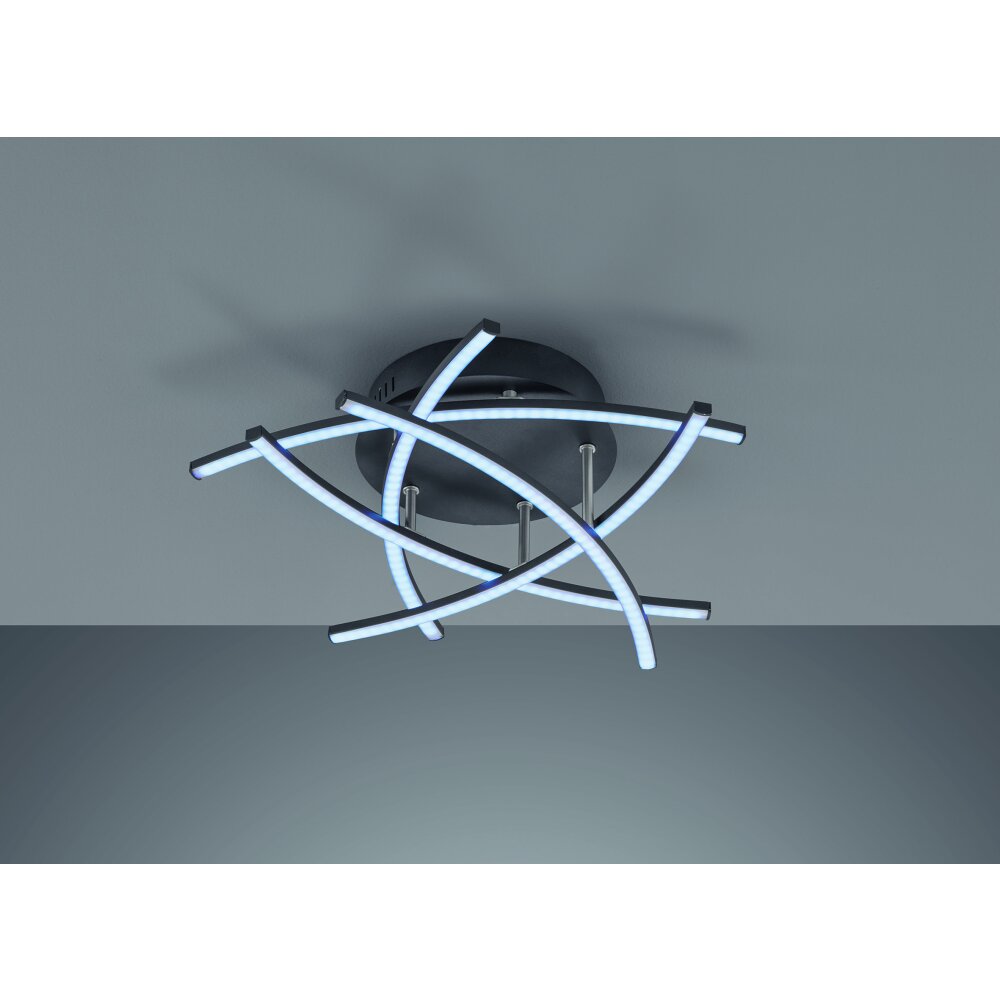 Fischer-Honsel Cross TW Plafondlamp LED Zwart, 5-lichts, Afstandsbediening main product photo